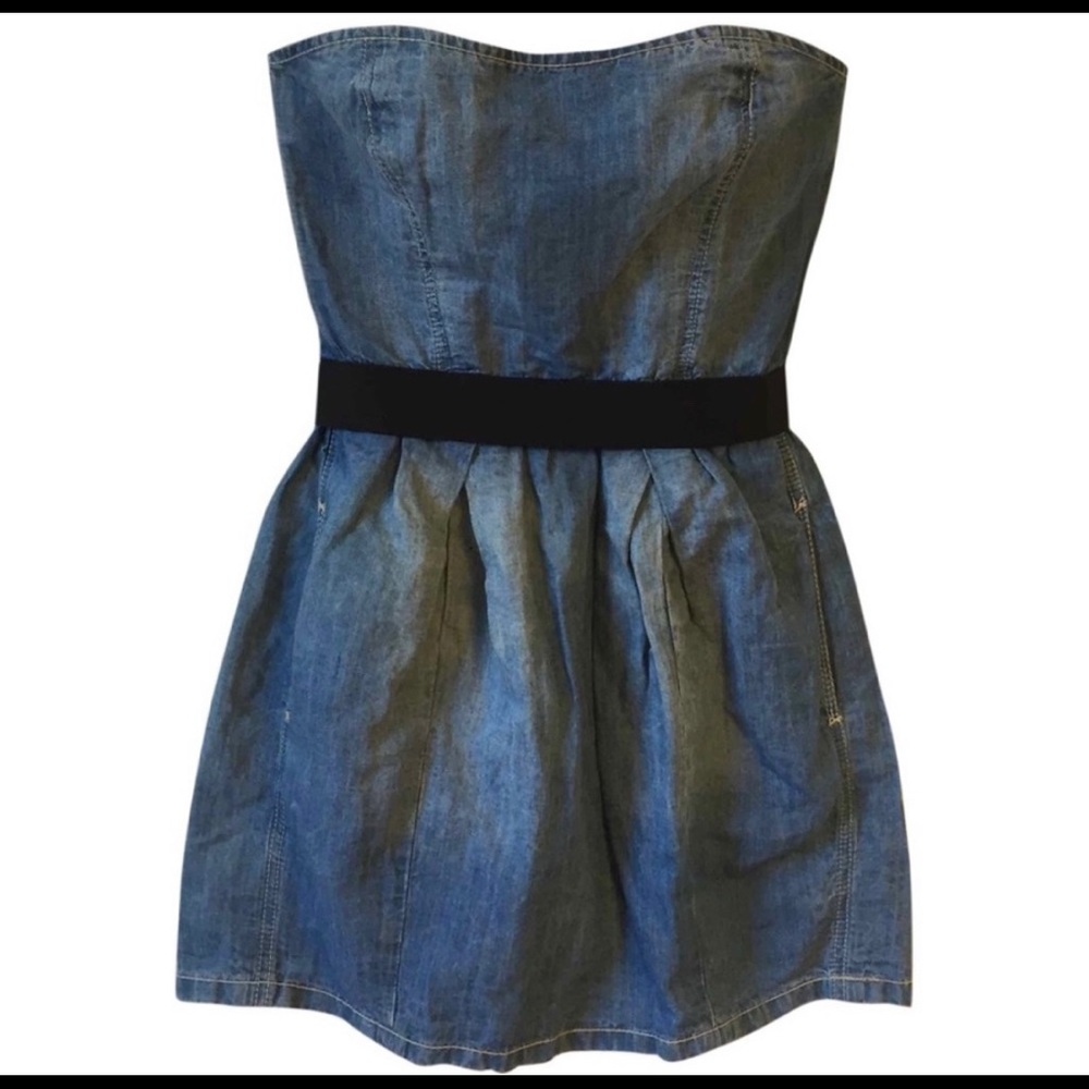 isabel marant etoile denim linen strapless dress
